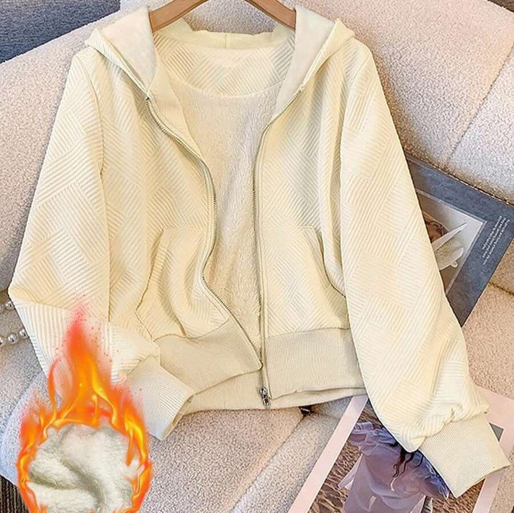 Damer Zip-Hoodie med varmt foder och strukturerad design Mirla-Eva Jonsson