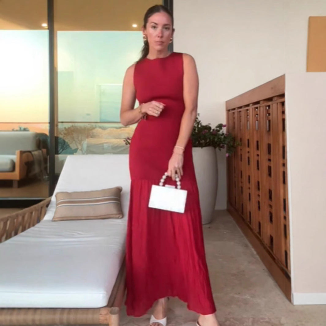 Damer ärmlös Maxiklänning med elegant volangkant Mirla-Eva Jonsson
