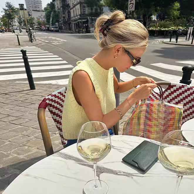 Damer ärmlös stickad topp med strukturerat mönster Mirla-Eva Jonsson