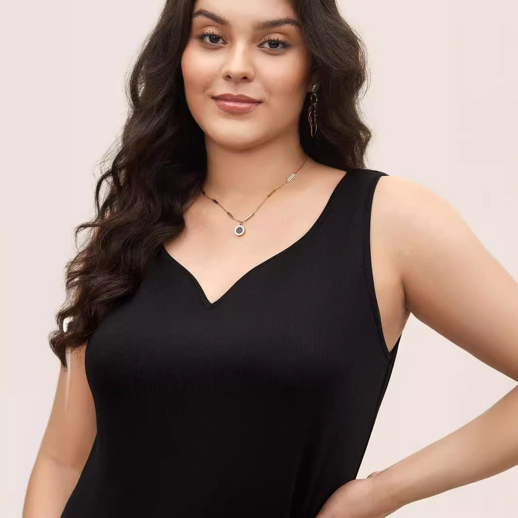 Damer ärmlös tanktop med svängig V-ringning Mirla-Eva Jonsson