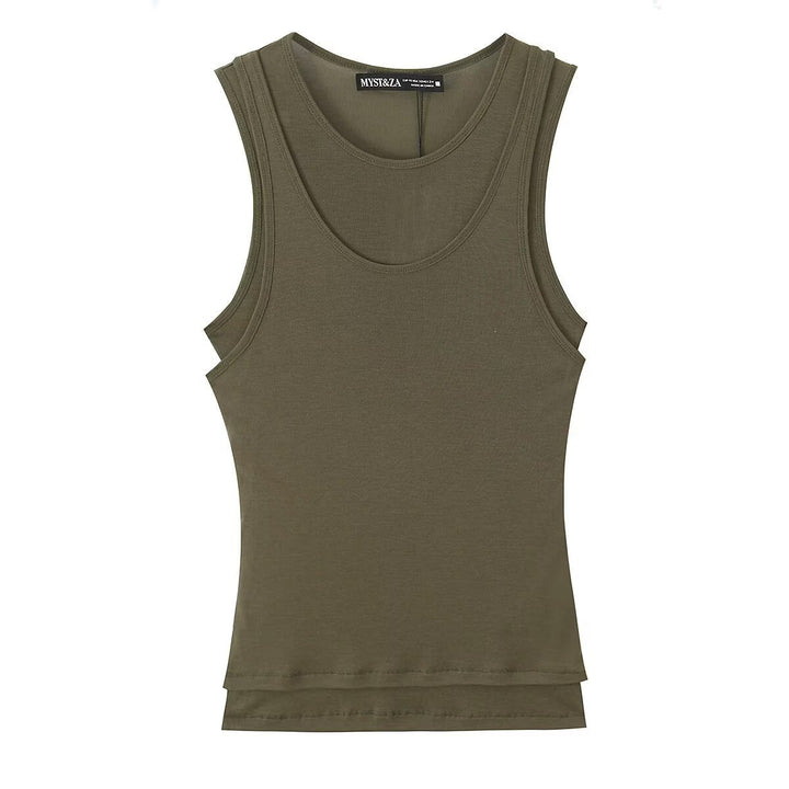 Damer ärmlös tanktopp i högkvalitativt stretchmaterial med figurnära passform Mirla-Eva Jonsson