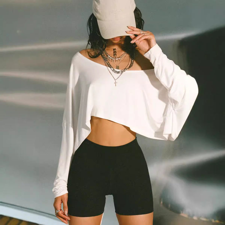 Damer asymmetrisk Crop-top med avslappnad passform och mjukt material Mirla-Eva Jonsson