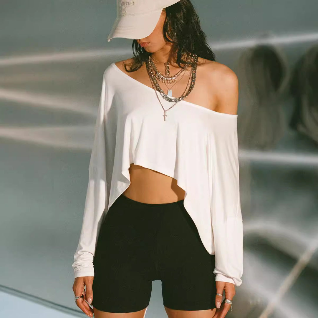Damer asymmetrisk Crop-top med avslappnad passform och mjukt material Mirla-Eva Jonsson