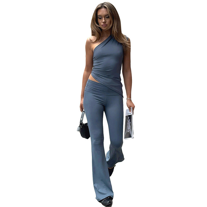 Damer asymmetrisk jumpsuit med dekorativ omtagningslook och mjukt, stretchigt material Mirla-Eva Jonsson
