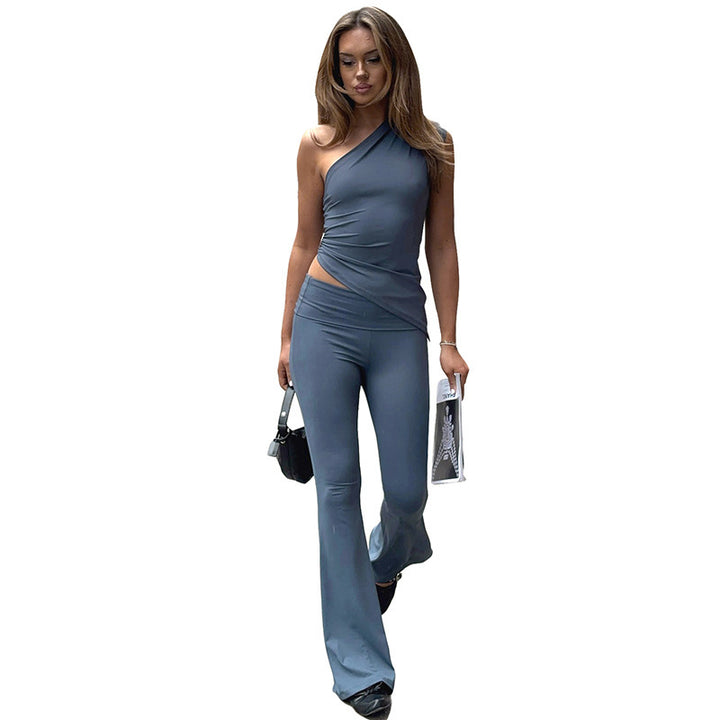 Damer asymmetrisk jumpsuit med dekorativ omtagningslook och mjukt, stretchigt material Mirla-Eva Jonsson