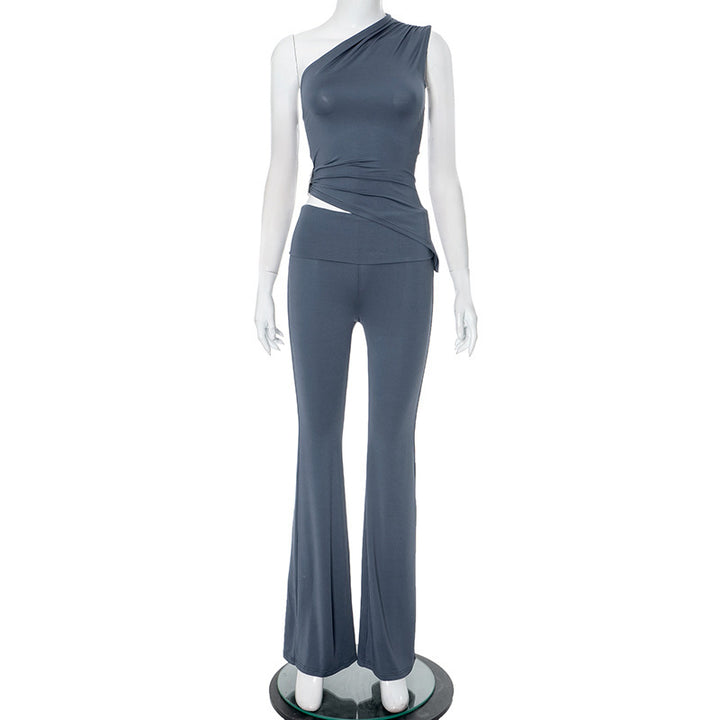 Damer asymmetrisk jumpsuit med dekorativ omtagningslook och mjukt, stretchigt material Mirla-Eva Jonsson
