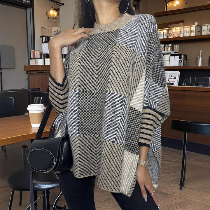 Damer asymmetrisk stickad tröja med zigzagmönster Eva Jonsson-Eva Jonsson