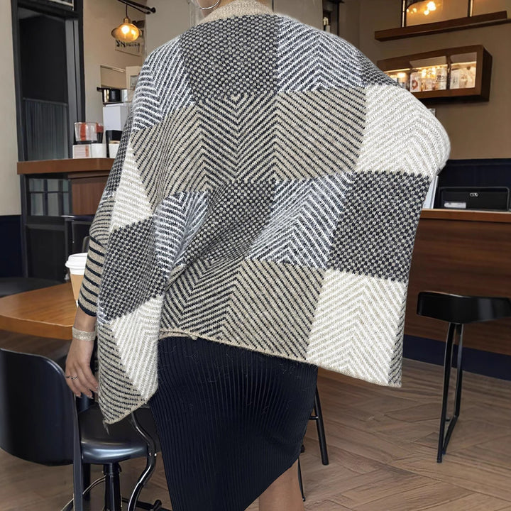 Damer asymmetrisk stickad tröja med zigzagmönster Eva Jonsson-Eva Jonsson