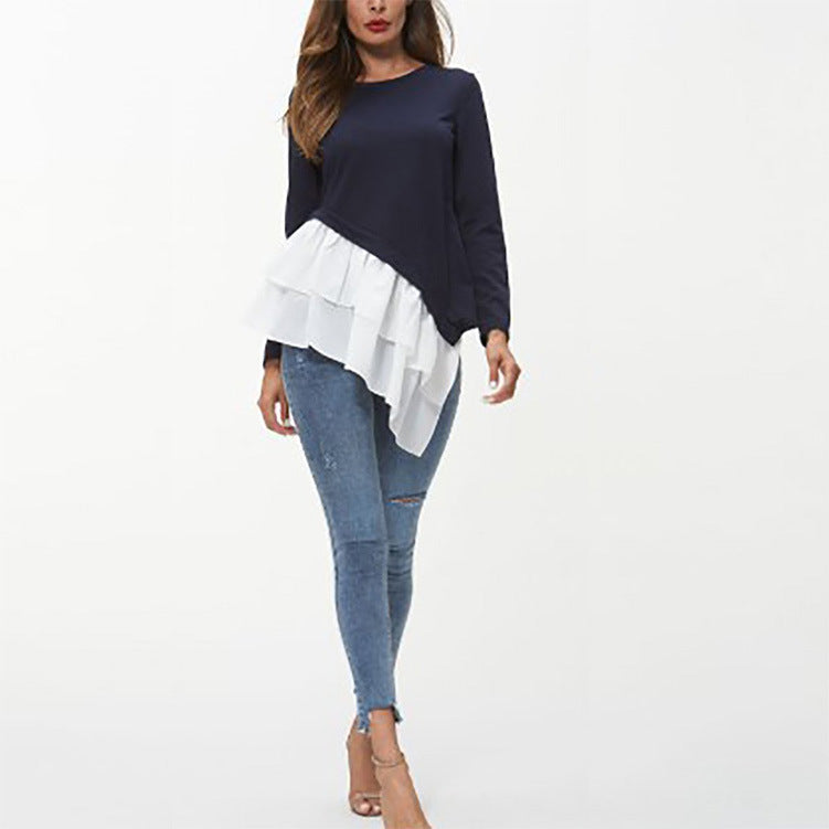 Damer asymmetrisk sweatshirt med flikig volangslutning Eva Jonsson-Eva Jonsson