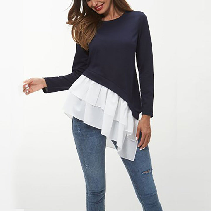 Damer asymmetrisk sweatshirt med flikig volangslutning Eva Jonsson-Eva Jonsson
