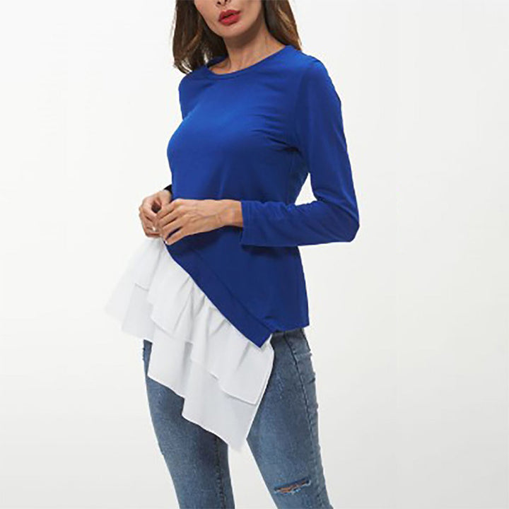 Damer asymmetrisk sweatshirt med flikig volangslutning Eva Jonsson-Eva Jonsson