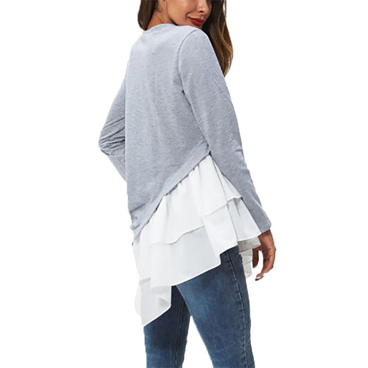 Damer asymmetrisk sweatshirt med flikig volangslutning Eva Jonsson-Eva Jonsson
