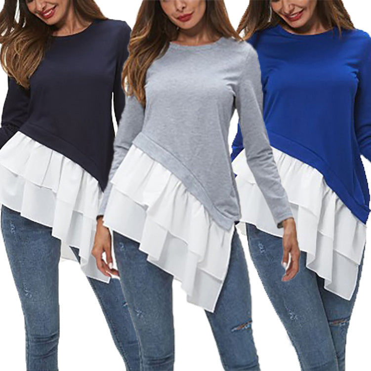 Damer asymmetrisk sweatshirt med flikig volangslutning Eva Jonsson-Eva Jonsson
