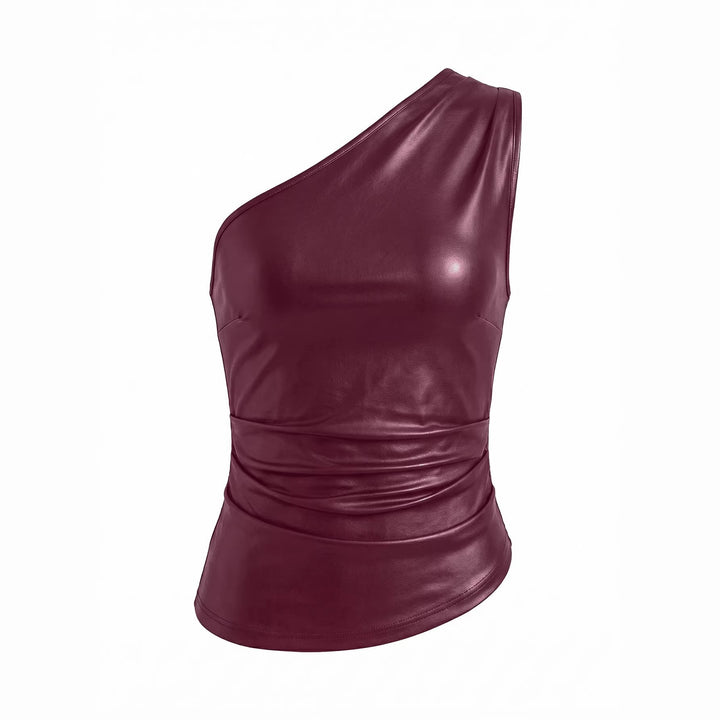 Damer asymmetrisk topp i konstläder Mirla-Eva Jonsson