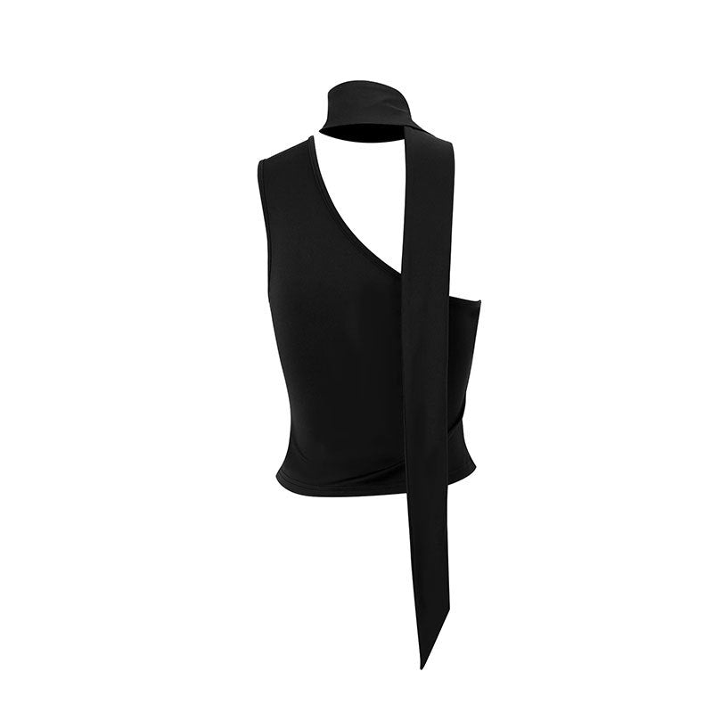 Damer asymmetrisk topp med bindbar krage och drapering Mirla-Eva Jonsson
