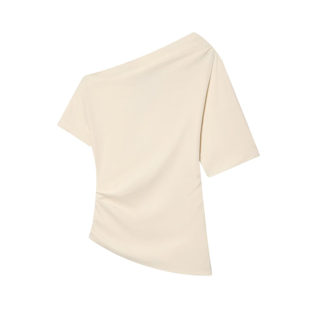 Damer asymmetrisk topp med elegant drapering Mirla-Eva Jonsson