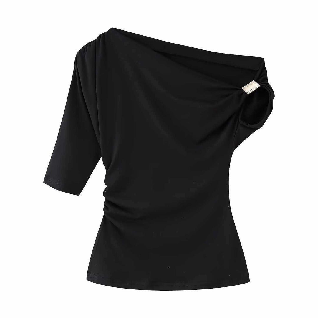 Damer asymmetrisk topp med eleganta volanger Mirla-Eva Jonsson