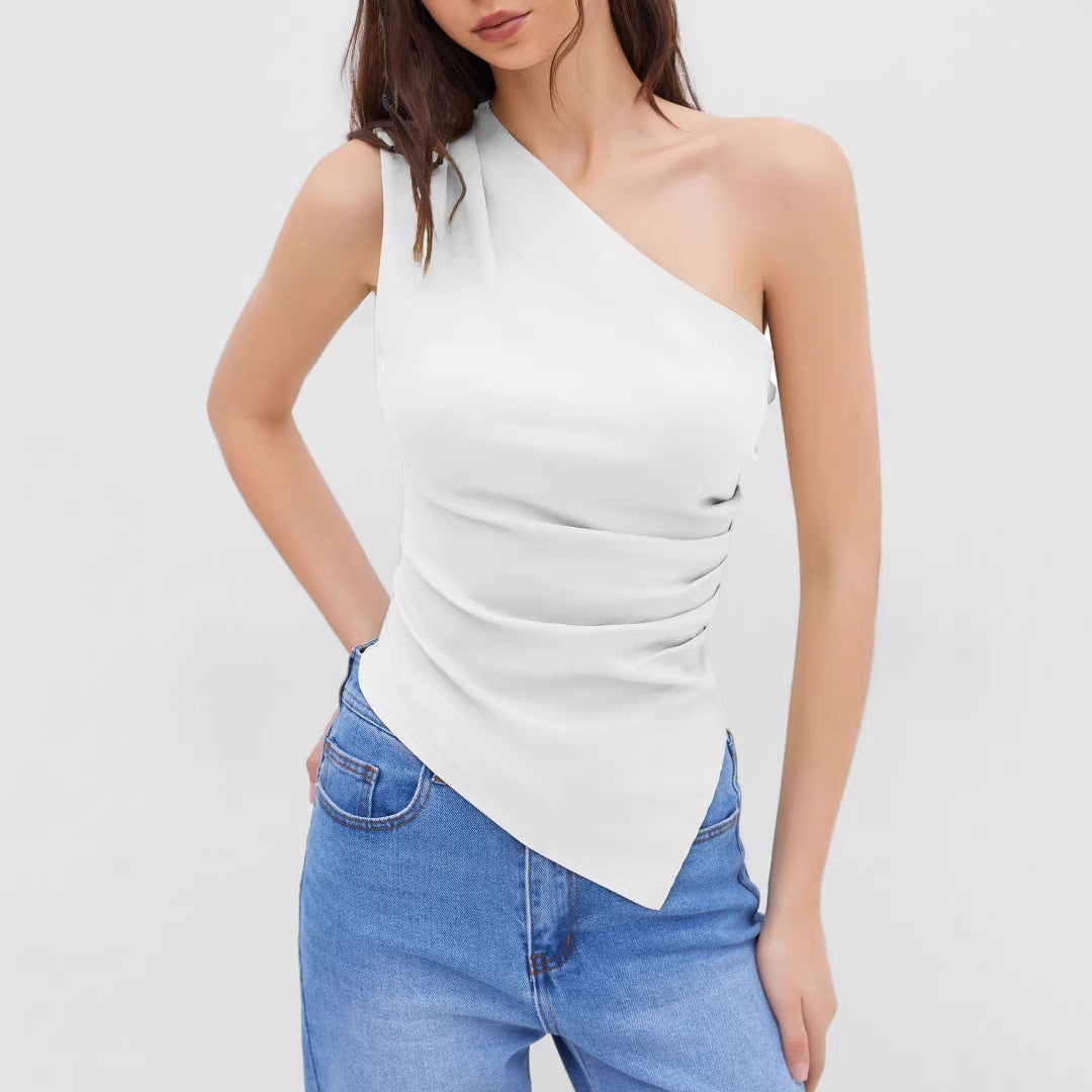 Damer asymmetrisk topp med raffinerad draperingsdesign Mirla-Eva Jonsson