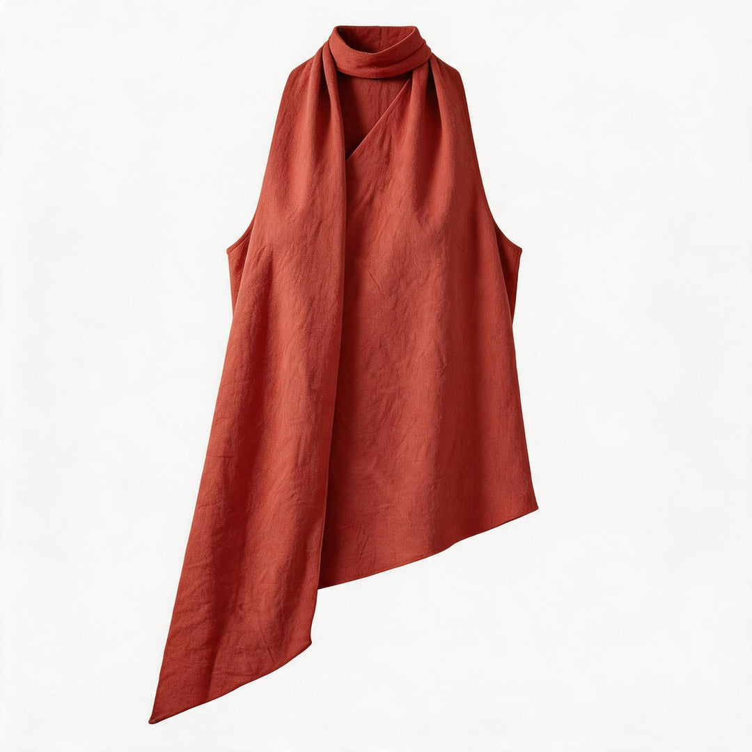Damer asymmetrisk wrap-overdel med elegant scarf Mirla-Eva Jonsson