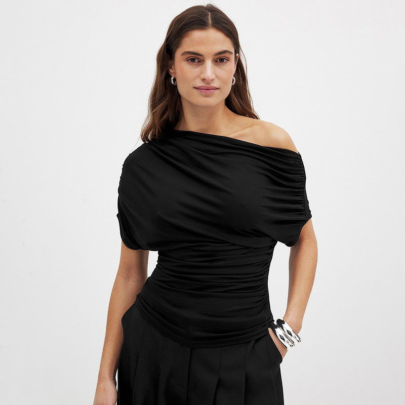 Damer asymmetrisk wrap-overdel med raffinering draperingar Mirla-Eva Jonsson