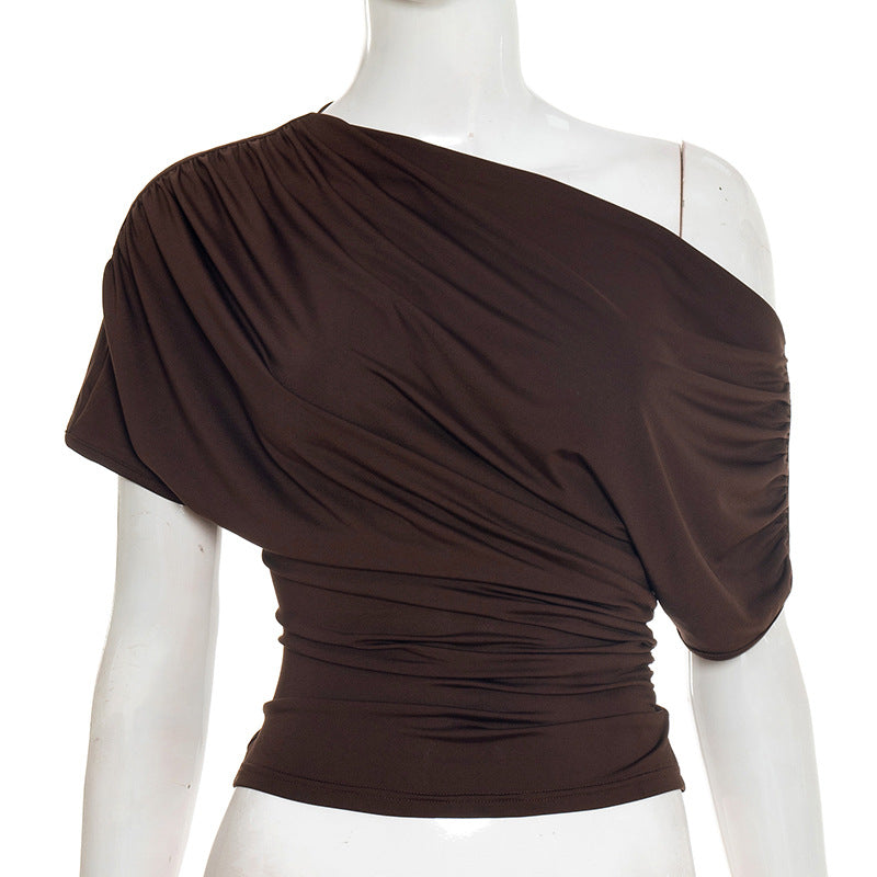 Damer asymmetrisk wrap-overdel med raffinering draperingar Mirla-Eva Jonsson