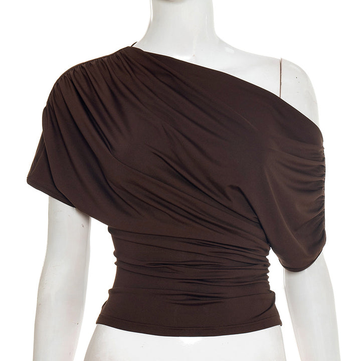 Damer asymmetrisk wrap-overdel med raffinering draperingar Mirla-Eva Jonsson