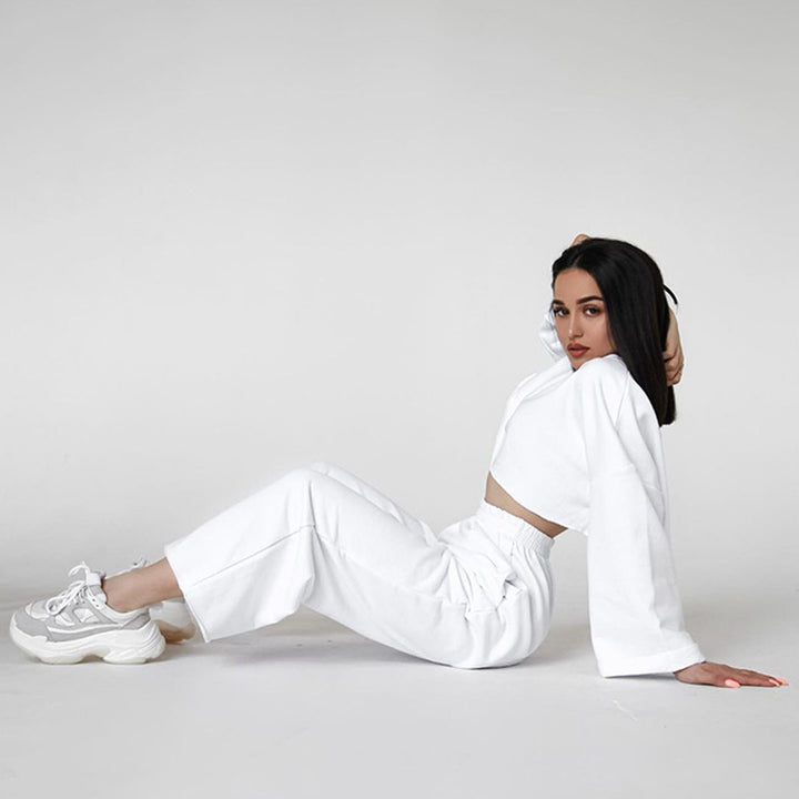 Damer avslappnad Crop-Top och vida Palazzo-byxor Set Mirla-Eva Jonsson