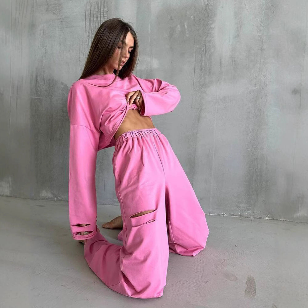 Damer avslappnad Cropped topp och vida fritidsbyxor Mirla-Eva Jonsson