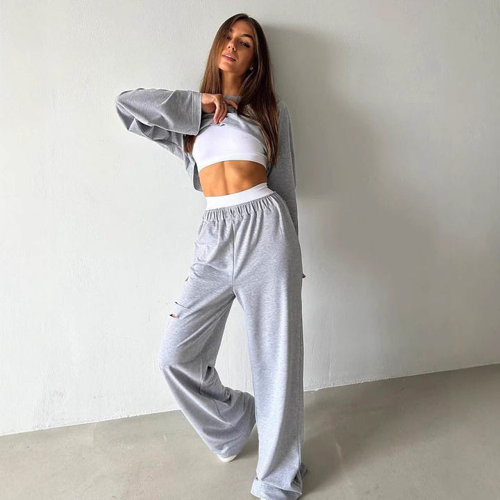 Damer avslappnad Cropped topp och vida fritidsbyxor Mirla-Eva Jonsson