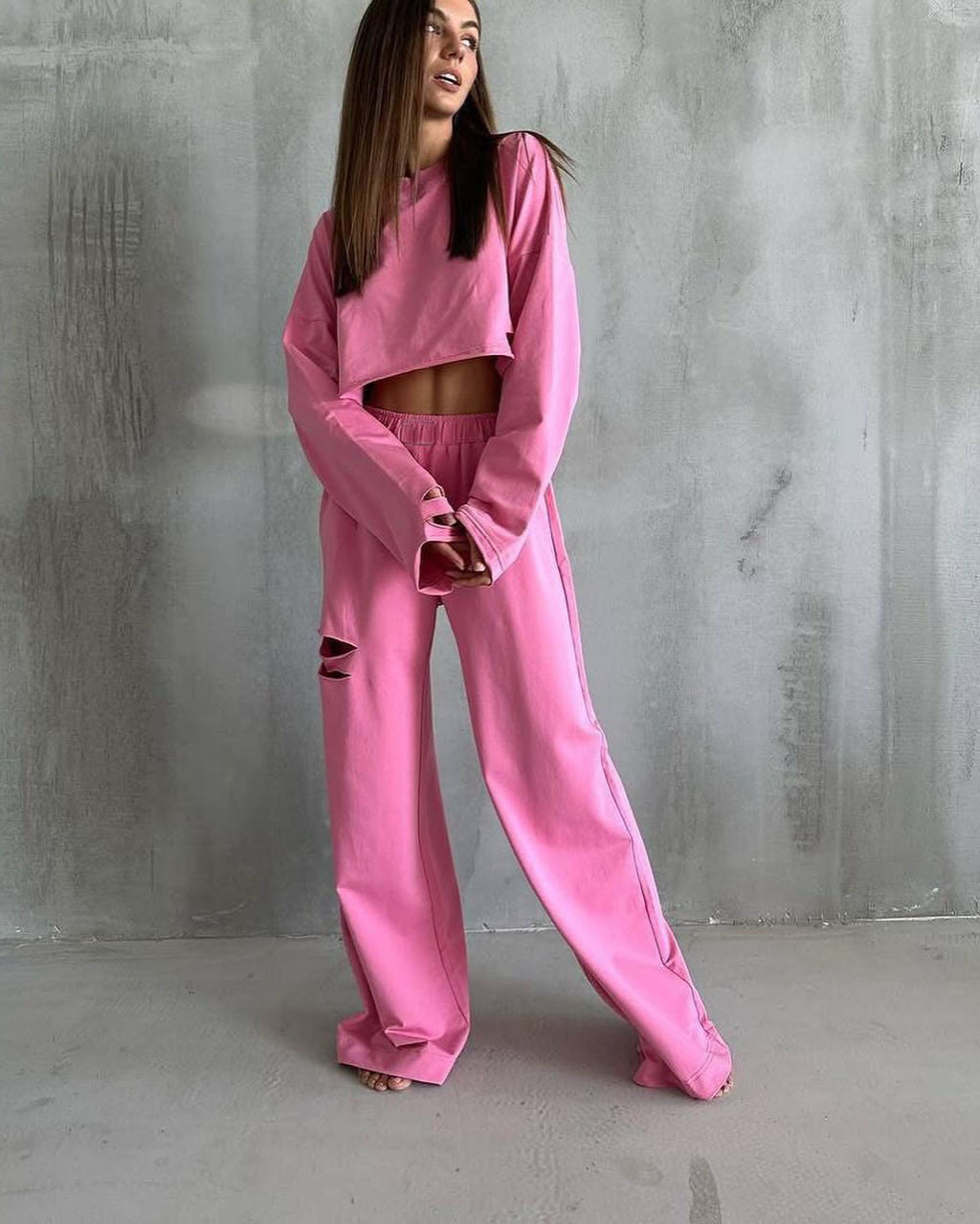 Damer avslappnad Cropped topp och vida fritidsbyxor Mirla-Eva Jonsson