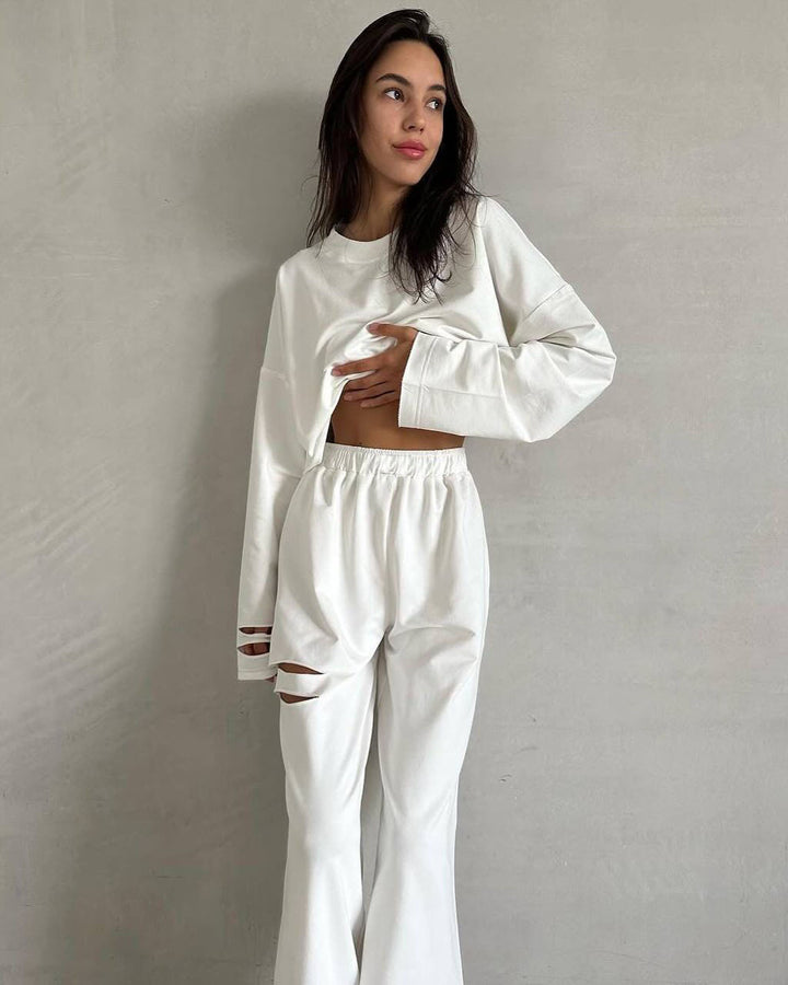 Damer avslappnad Cropped topp och vida fritidsbyxor Mirla-Eva Jonsson