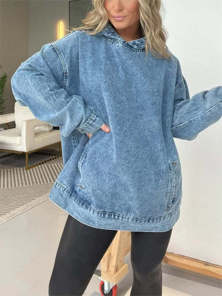 Damer avslappnad Denim Hoodie Mirla-Eva Jonsson