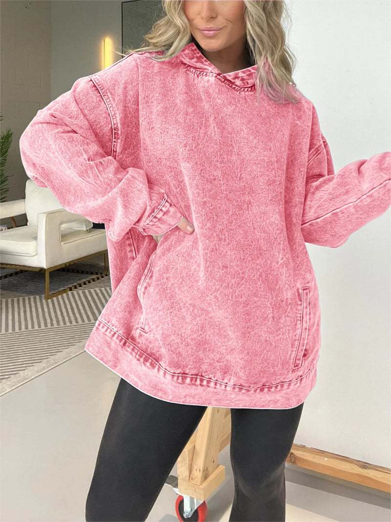 Damer avslappnad Denim Hoodie Mirla-Eva Jonsson
