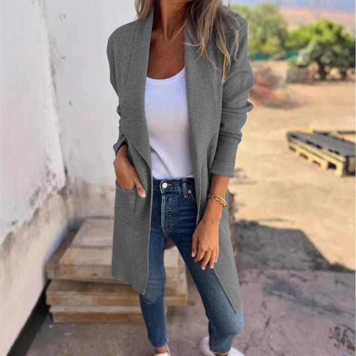 Damer avslappnad Longline stickad jacka med fickor Mirla-Eva Jonsson