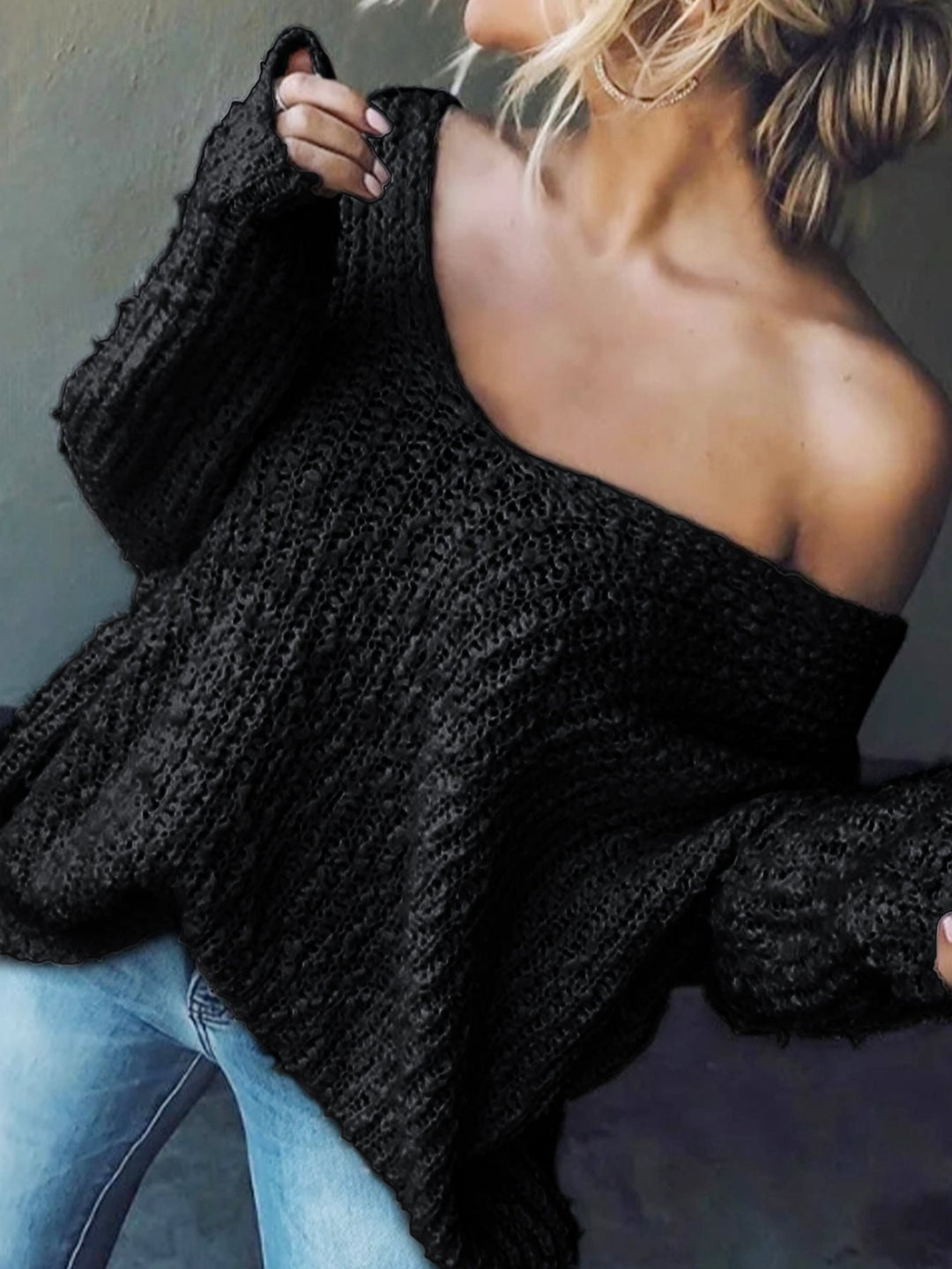 Damer avslappnad Off-Shoulder stickad tröja Mirla-Eva Jonsson