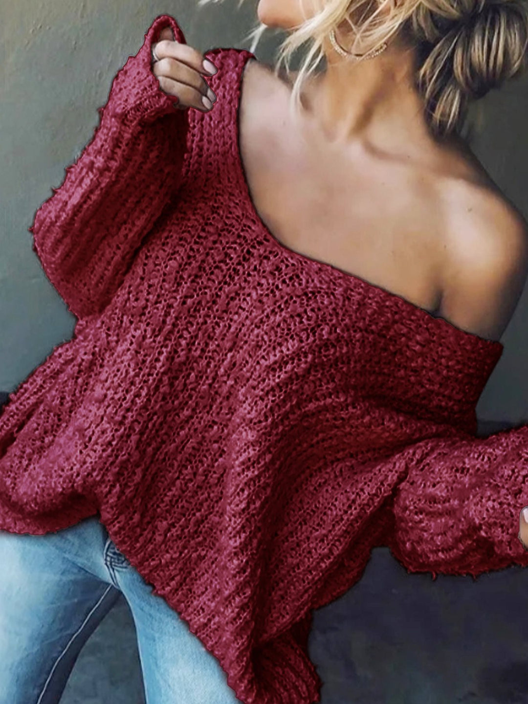 Damer avslappnad Off-Shoulder stickad tröja Mirla-Eva Jonsson