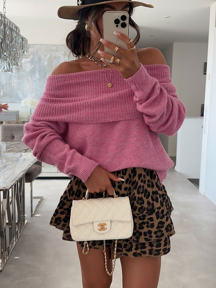 Damer avslappnad Off-Shoulder tröja med ribbstruktur Eva Jonsson-Eva Jonsson