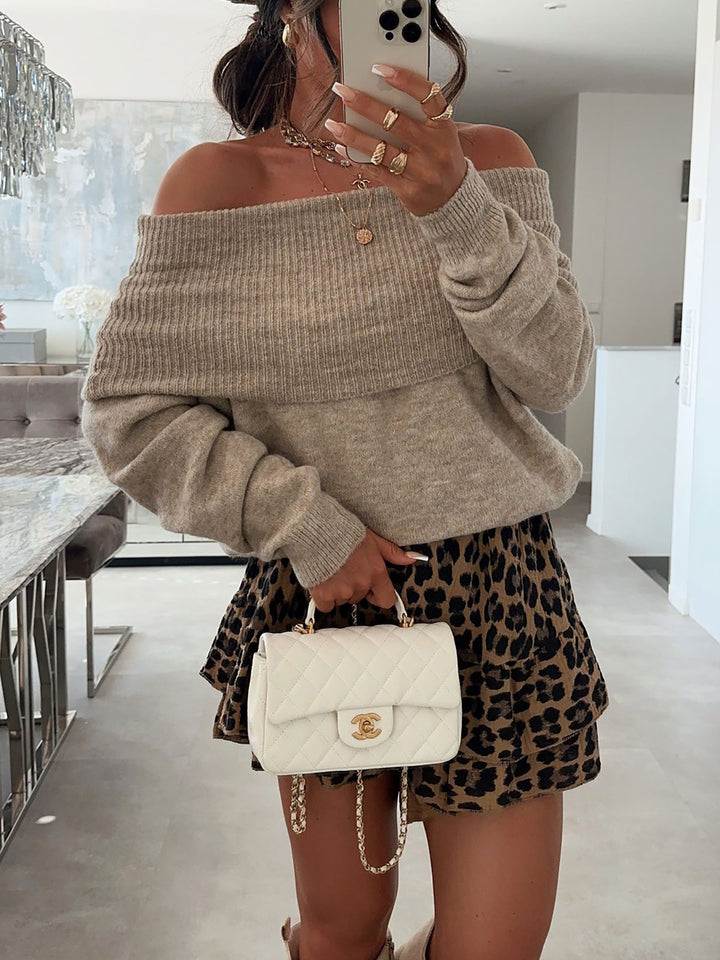 Damer avslappnad Off-Shoulder tröja med ribbstruktur Eva Jonsson-Eva Jonsson