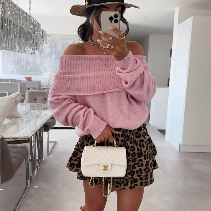 Damer avslappnad Off-Shoulder tröja med ribbstruktur Eva Jonsson-Eva Jonsson