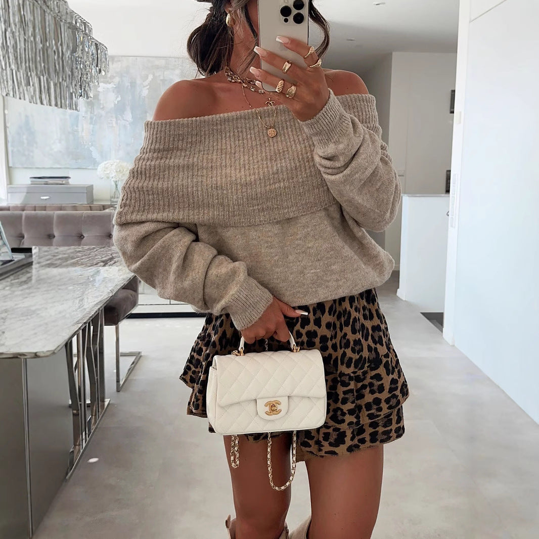 Damer avslappnad Off-Shoulder tröja med ribbstruktur Eva Jonsson-Eva Jonsson