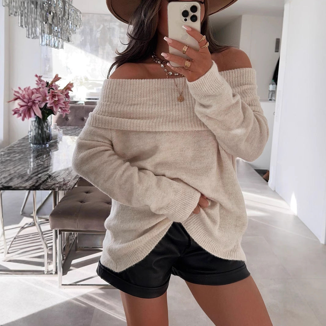 Damer avslappnad Off-Shoulder tröja med ribbstruktur Eva Jonsson-Eva Jonsson