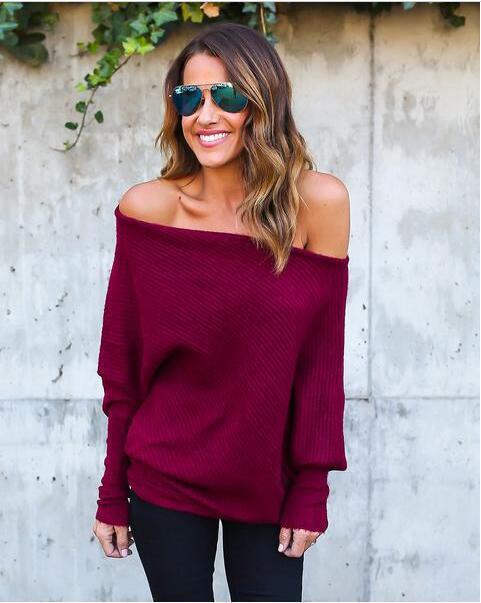 Damer avslappnad Off-Shoulder tröja med strukturerad design och vida ärmar Eva Jonsson-Eva Jonsson