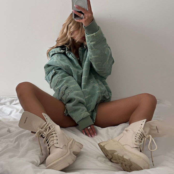 Damer avslappnad Oversized Jeansjacka Mirla-Eva Jonsson