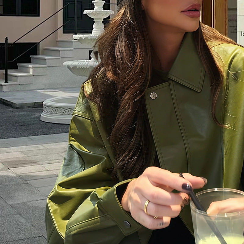 Damer avslappnad Oversized läderjacka Mirla-Eva Jonsson