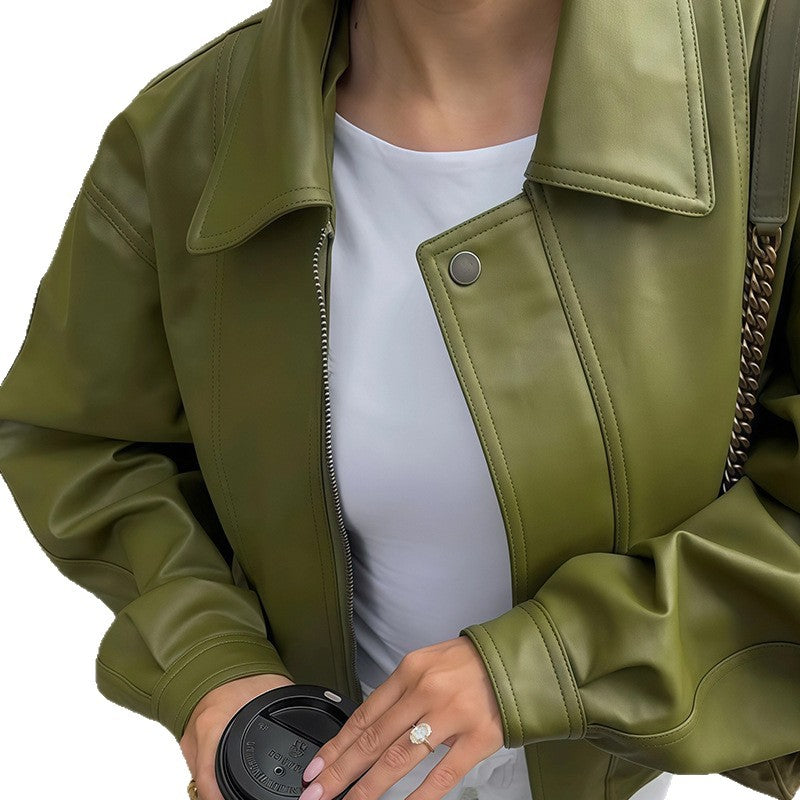 Damer avslappnad Oversized läderjacka Mirla-Eva Jonsson