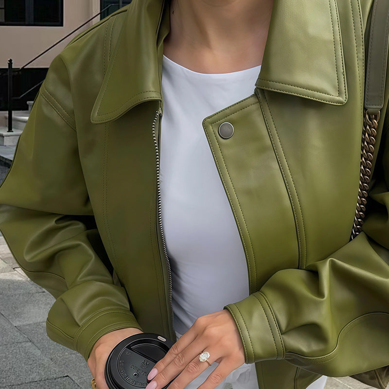 Damer avslappnad Oversized läderjacka Mirla-Eva Jonsson