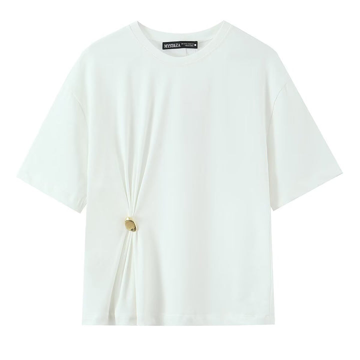 Damer avslappnad T-shirt med elegant knutdetalj Mirla-Eva Jonsson