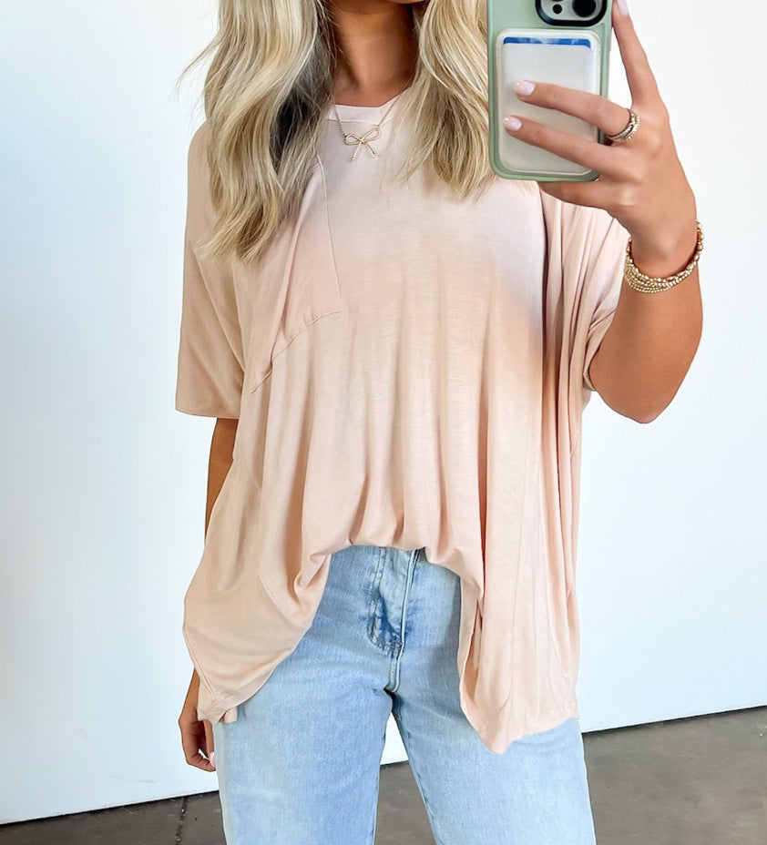 Damer avslappnad V-ringning Oversized T-shirt Mirla-Eva Jonsson