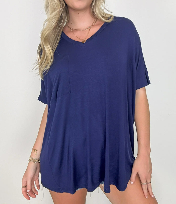 Damer avslappnad V-ringning Oversized T-shirt Mirla-Eva Jonsson