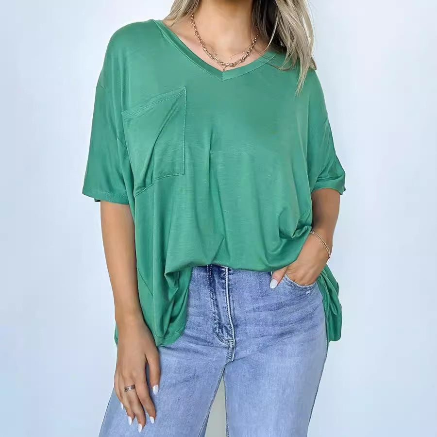 Damer avslappnad V-ringning Oversized T-shirt Mirla-Eva Jonsson